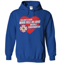 Load image into Gallery viewer, I Fell In Love With a Firefighter - T Shirt - royalblue_e9fa441c-05dd-4be3-b894-ddea617a16a6
