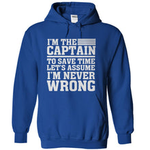 Load image into Gallery viewer, I'm the Captain Therefore I'm Never Wrong - T Shirt - royalblue_ee0c3716-85cc-4c15-a33a-8ceb3d537dd4