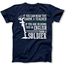 Load image into Gallery viewer, If You Are Reading This in English, Thank a Soldier - T Shirt - thanks-a-soldier-tshirt-navy