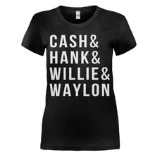 Load image into Gallery viewer, Cash&amp;Hank&amp;Willie&amp;Waylon - T Shirt - women_black_44e4d4fe-24b9-4676-ae75-f137c1c9093a