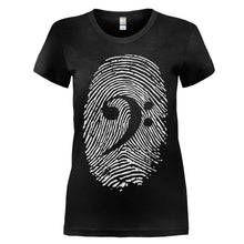 Load image into Gallery viewer, Bass Thumbprint - T Shirt - women_black_5eb105a1-ffc3-43a2-be52-c1311a357679
