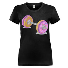 Load image into Gallery viewer, Donut Barbell - T Shirt - women_black_9489dd95-a592-4f7d-bc0c-70972b9b4e1a