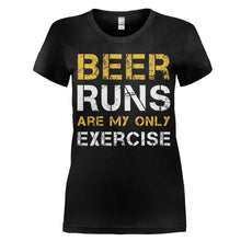 Load image into Gallery viewer, Beer Runs Are My Only Exercise - T Shirt - women_black_e6148dab-ed2b-47d4-bf0d-29d86b8986be