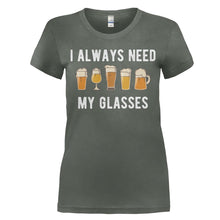 Load image into Gallery viewer, I Always Need My Glasses - Beer - T Shirt - women_charcoal_7f29d744-68ae-420d-95a9-a2f6b0c4b996