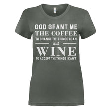 Load image into Gallery viewer, God, Grant Me The Coffee And Wine - T Shirt - women_charcoal_90b7e46d-65e2-4b66-b84f-141a3be2817d