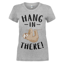 Load image into Gallery viewer, Hang In There! - Sloth - T Shirt - women_heathergrey_52529b4b-4640-4a68-91ea-326b2ca49cea