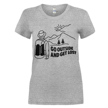 Load image into Gallery viewer, Go Outside and Get Lost - T Shirt - women_heathergrey_61706213-4735-4969-8f4b-63f7916d5127