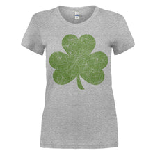 Load image into Gallery viewer, Distressed Shamrock - T Shirt - women_heathergrey_eaabdd2e-9a53-440b-bf4c-f61cca2be1fe