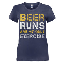Load image into Gallery viewer, Beer Runs Are My Only Exercise - T Shirt - women_navy_27de1102-25a2-4b09-8789-c7e1e7e2629f