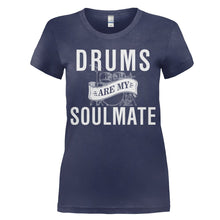 Load image into Gallery viewer, Drums Are My Soulmate - T Shirt - women_navy_3991e3f3-4ed5-4509-8f8d-d1c80dcabca9