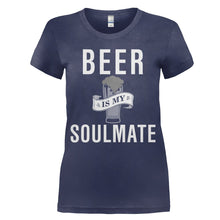 Load image into Gallery viewer, Beer Is My Soulmate - T Shirt - women_navy_61c5d0bc-76a6-4fca-a0d8-f8aef16ca4f7
