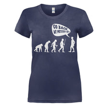 Load image into Gallery viewer, Evolution - Go Back, We Messed Up! - T Shirt - women_navy_e0d07a7b-a1c2-4f35-8ba7-ecba9fb7ae6d