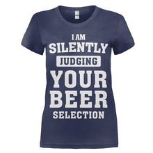 Load image into Gallery viewer, I Am Silently Judging Your Beer Selection - T Shirt - women_navyblue_65e92755-aabc-4bf4-9efd-7fea7be1aa7f