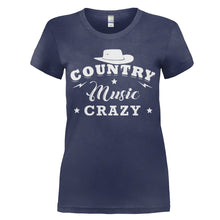 Load image into Gallery viewer, Country Music Crazy - T Shirt - women_navyblue_65eca3b5-7ac9-4bff-b677-4f13020c8858
