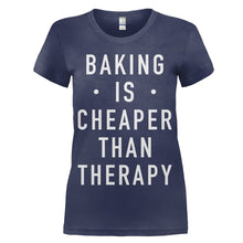 Load image into Gallery viewer, Baking Is Cheaper Than Therapy - T Shirt - women_navyblue_af9eae4f-f2a3-4db5-9662-02cb986da809