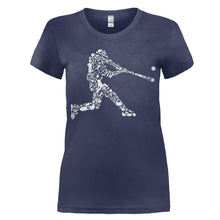 Load image into Gallery viewer, Baseball Player - T Shirt - women_navyblue_d514b22d-240d-44cb-a8e1-e6a7a9ce142e