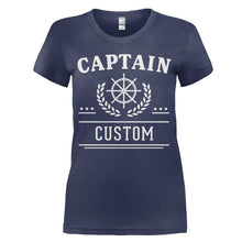 Load image into Gallery viewer, Captain (Custom) - Personalized - T Shirt - women_navyblue_e63caccb-ede8-46da-ad0a-a41e9a71dec3