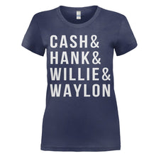 Load image into Gallery viewer, Cash&amp;Hank&amp;Willie&amp;Waylon - T Shirt - women_navyblue_eb7d6936-7fb4-426e-971b-bb8777f5f20b