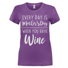 Load image into Gallery viewer, Every Day Is Mother's Day When You Have Wine - T Shirt - women_purple_89dabde5-f1d8-48b8-a20d-9b83887abcdb