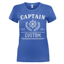Load image into Gallery viewer, Captain (Custom) - Personalized - T Shirt - women_royalblue_2f412086-da73-4902-a945-400f5aabca89
