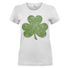 Load image into Gallery viewer, Distressed Shamrock - T Shirt - women_white_9d0d5fbf-e7c8-4622-869e-d5ef444afea6